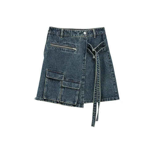NO ONE ELSE Denim Short Skirts Women's Dark Blue