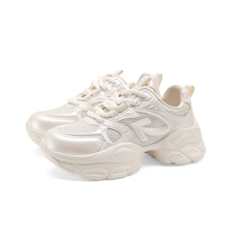 D FUSE SCANDINAVIA Abrasion Resistant Height Increasing Low Top Chunky Sneakers Women's Beige-1