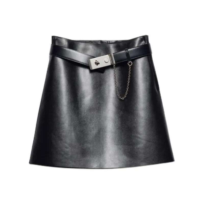 PRADA Leather Short Skirts Women's Black-0