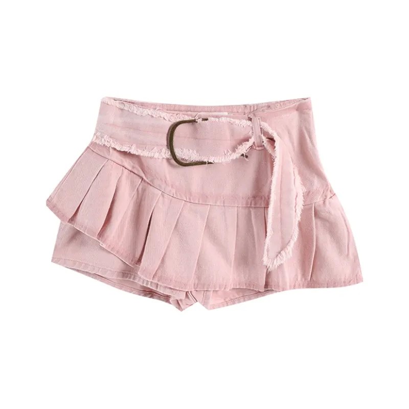 DEDY Denim Short Skirts Women's Pink-0
