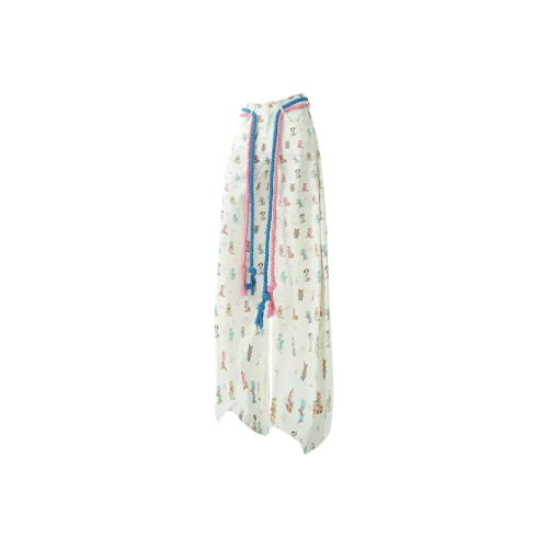 WOHOO Casual Pants Unisex White Without Belt