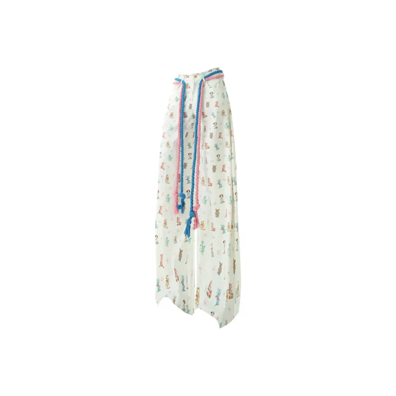 WOHOO Casual Pants Unisex White Without Belt-0
