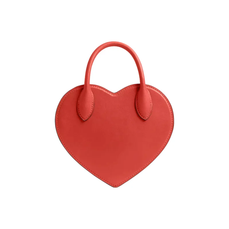COACH Leather Heart Shaped Bag, One Shoulder Handbag Trumpets Women's Rouge Red-2