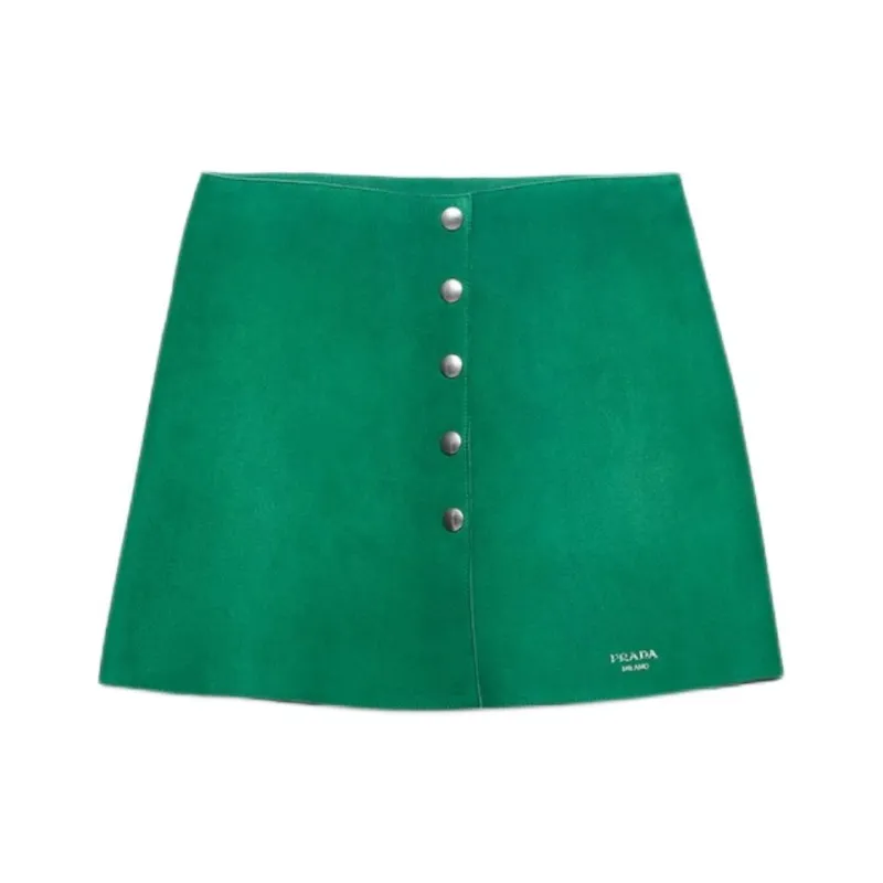 PRADA Leather Short Skirts Women's Green-0