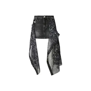 Valeria Obbaco Denim Short Skirts Women's Gray