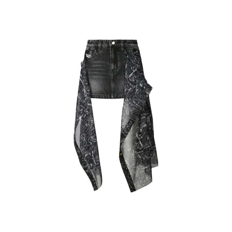 Valeria Obbaco Denim Short Skirts Women's Gray-0