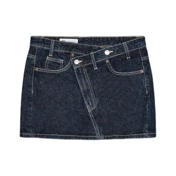 ZARA Trf Denim Short Skirts Women's Deep Indigo Cyan