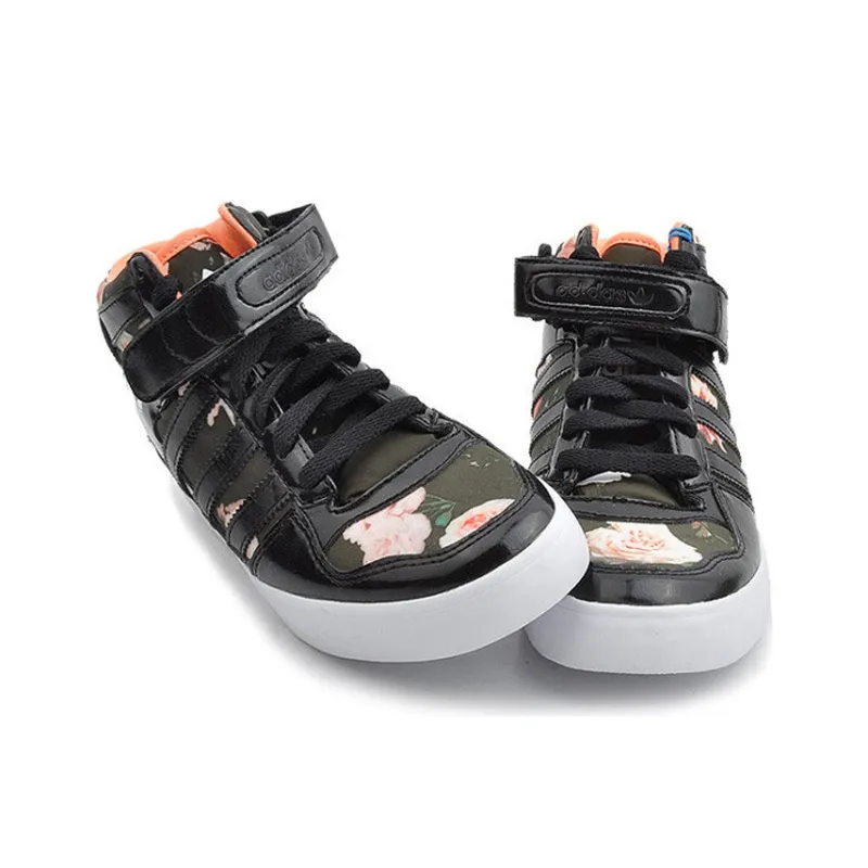 Adidas Originals FORUM Anti Slip Wear Resistant Mid Top Skateboard Shoes Women's Black-2