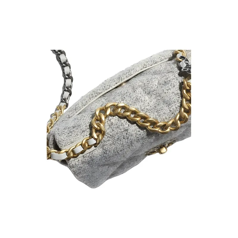 CHANEL 19Bag Metal Shoulder Bag, Crossbody Bag Women's Gray/Ivory-2