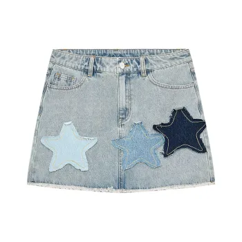 ELF SACK Denim Short Skirts Women's Stars Denim Blue