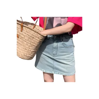 NANING9 Denim Short Skirts Women's Light Blue