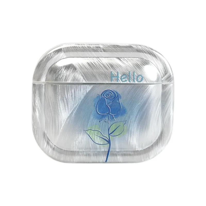 Wei Xin Apple AirPods 4/2/3/4th Generation/AirPods Pro/Pro 2 TPU Camlet Blended Blue Rose Pendant Headphone Cases-0