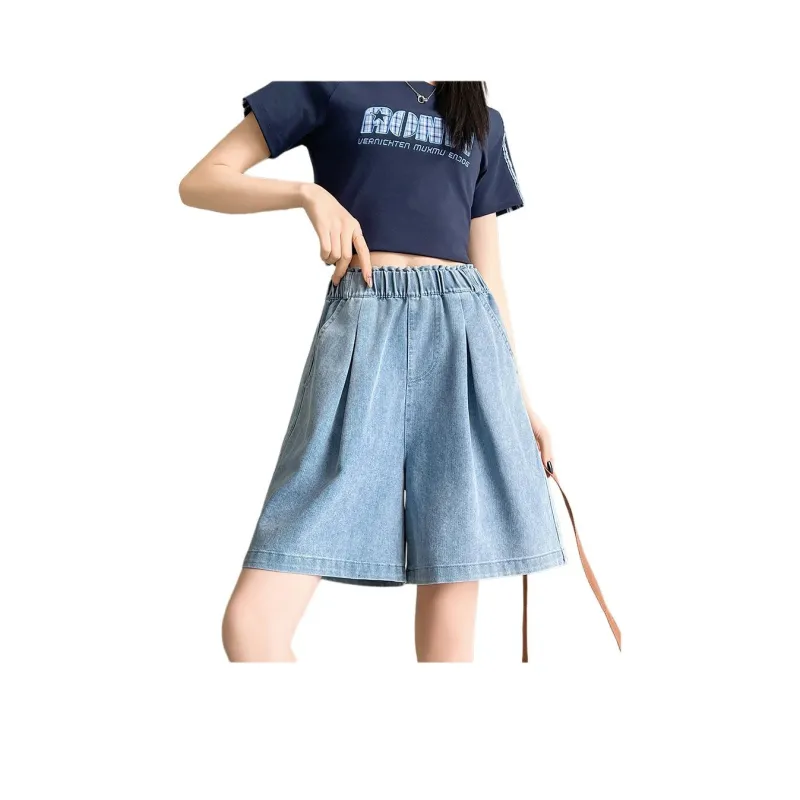 Flowers In Water Denim Shorts Women's-2