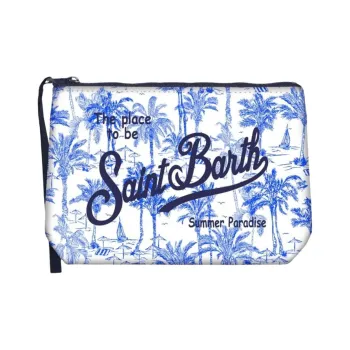 MC2 SAINT BARTHELEMY Brand Logo Clutch Unisex White & Blue