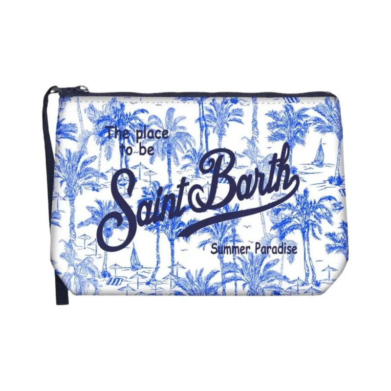 MC2 SAINT BARTHELEMY Brand Logo Clutch Unisex White & Blue-0