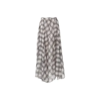 Wen Shan Casual Long Skirt Women's Brown Plaid