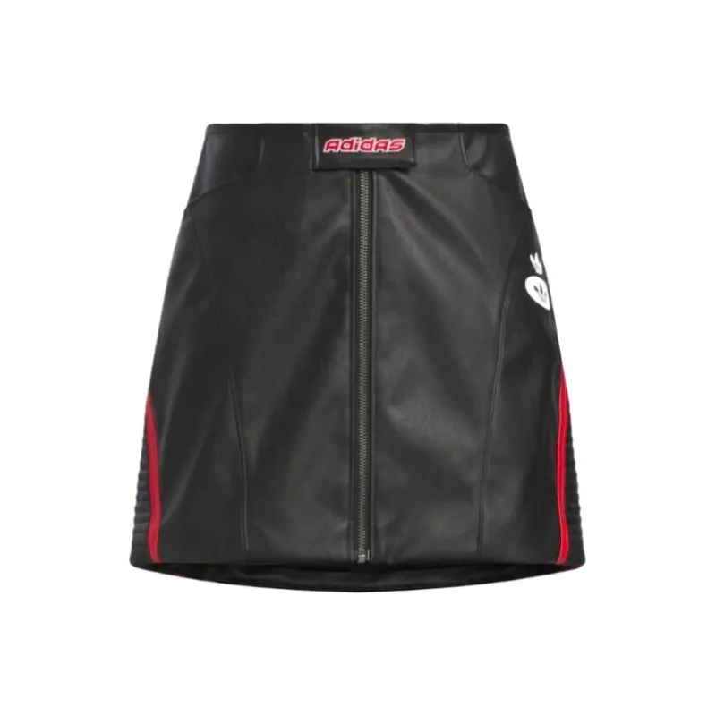 Adidas Originals SS25 Leather Short Skirts Women's Black-0