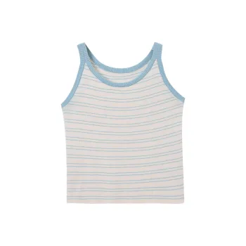 SUSANSAN Tank Tops Women's Blue White Stripes