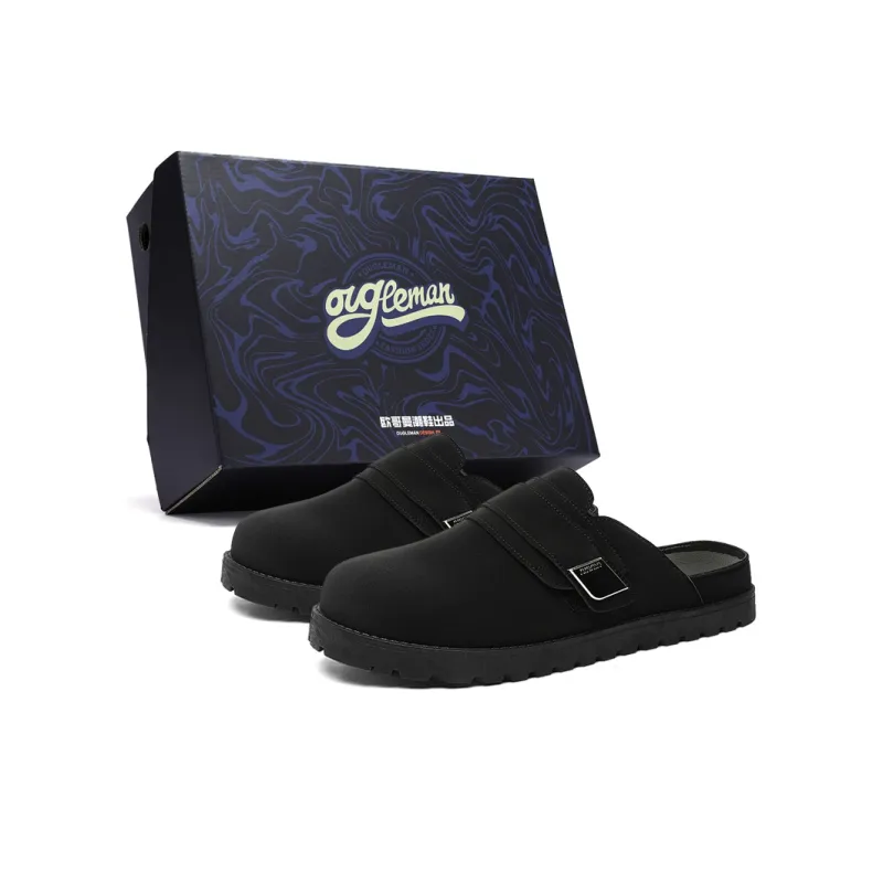 OUGLEMEN Quiet, Odor Resistant, Slip Resistant, Antibacterial Closed Toe Slippers Men's Box Included-0
