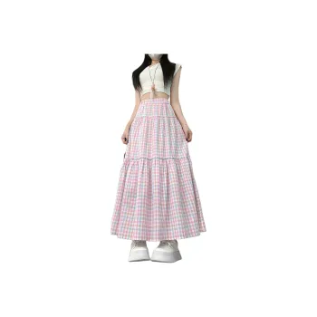 Mu Xiao Xin Casual Long Skirt Women's Pink