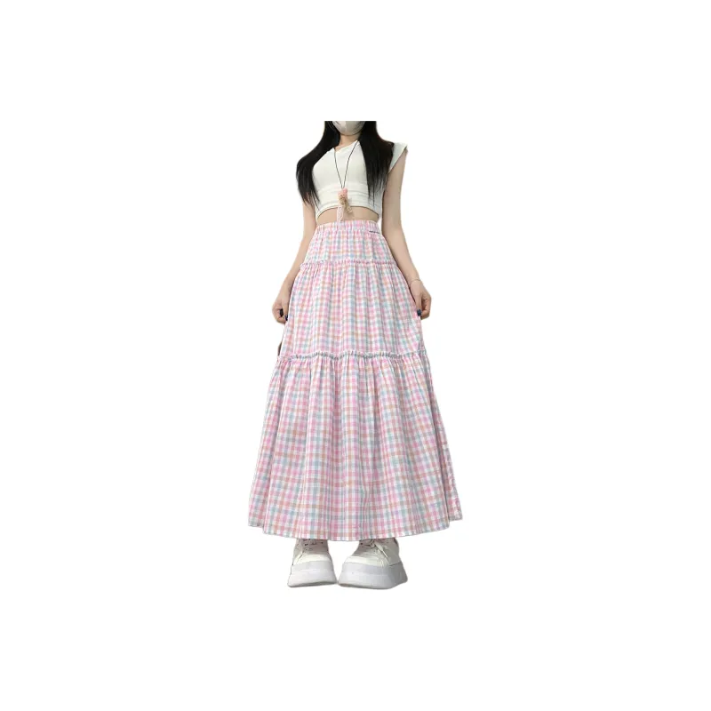 Mu Xiao Xin Casual Long Skirt Women's Pink-0