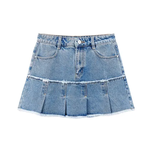 LEDIN Denim Short Skirts Women's Denim Light Blue
