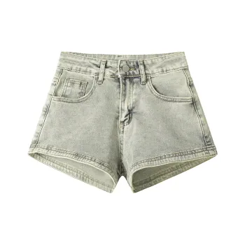COVER TIME Denim Shorts Women's Stone Mill Yellow
