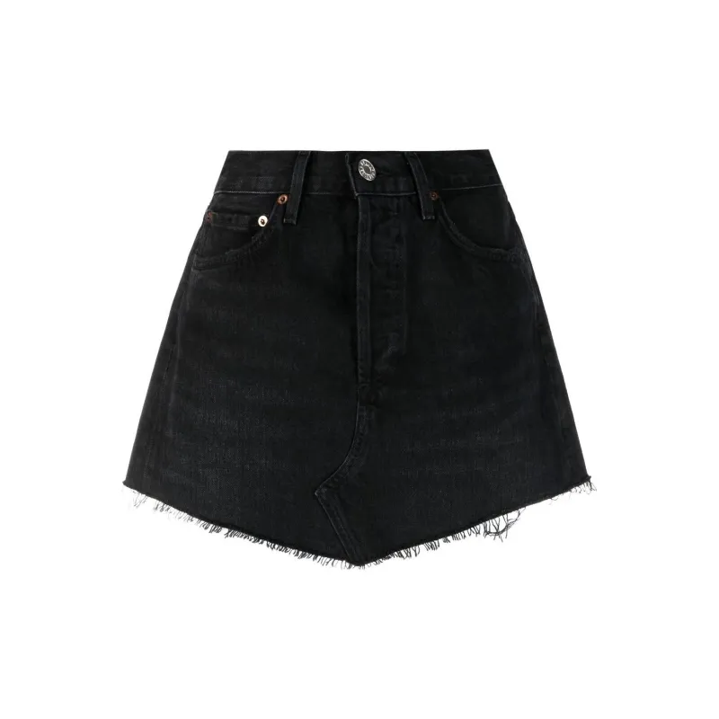 AGOLDE Raw cut Hem Denim Skirt-0