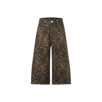 ZXZA Denim Shorts Women's Leopard Print