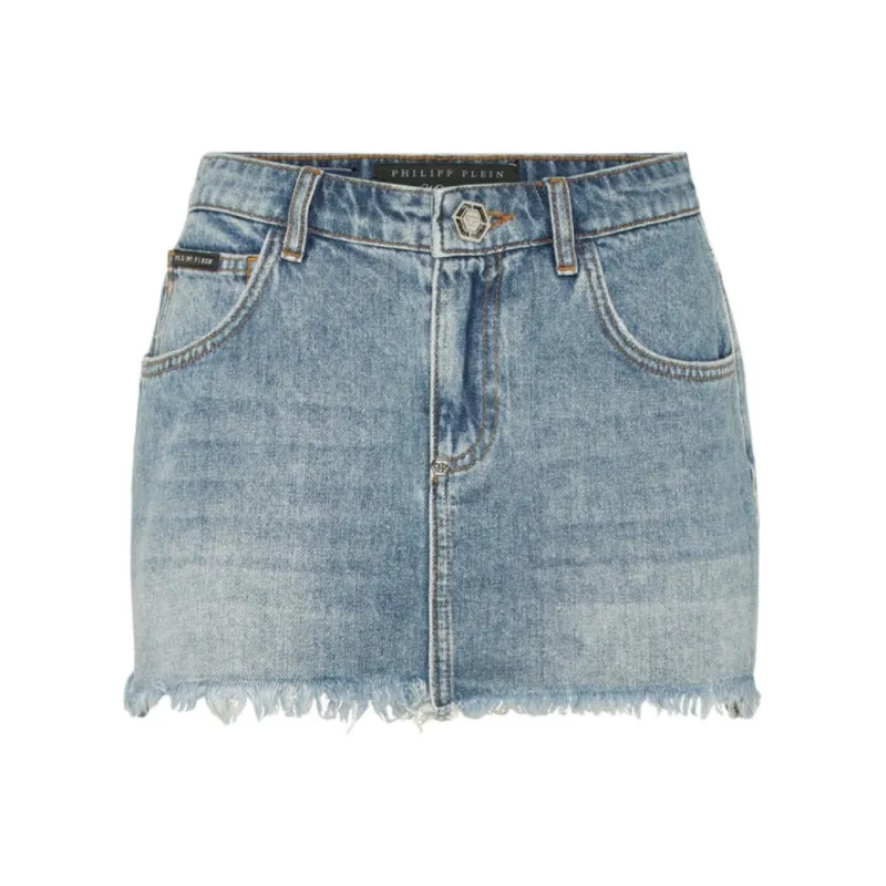 PHILIPP PLEIN Fitted Denim Skirt-0