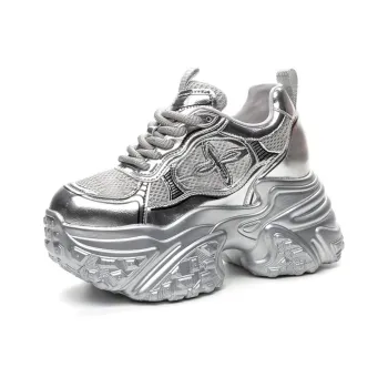MXGM Chunky Sneakers Women's Low Top Silver