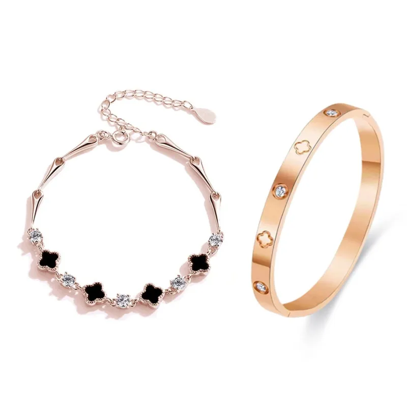LUYUO Romantic Soft Ceremony, Roman Double Layer Layering, Classic Adjustable Bracelet, Gift Box Set Women's-6