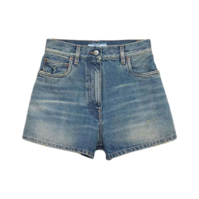 PRADA SS25 Denim Shorts Women's Marine Blue-0