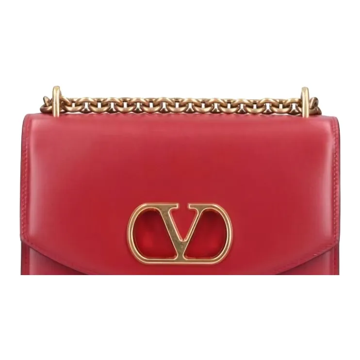 Valentino GARAVANI Shiny Calfskin Shoulder Bag Small Size Women's Red-2