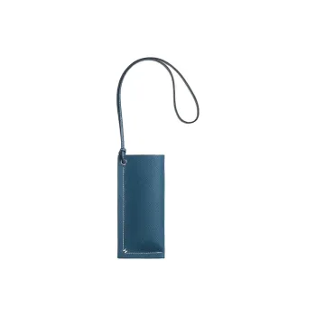 HERMES H Sellier Epsom Calfskin Eyeglass Case And Eyeglass Pouch Medium Size Unisex S4 Deep Blue Dark Blue