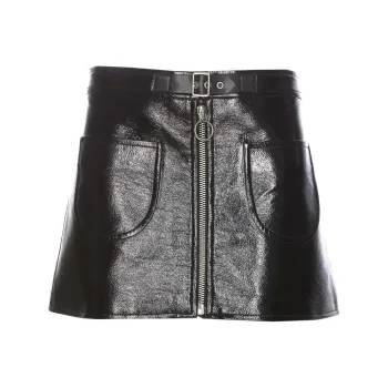 COURREGES Buckle Zipped Vinyl Mini Skirt 'Black'