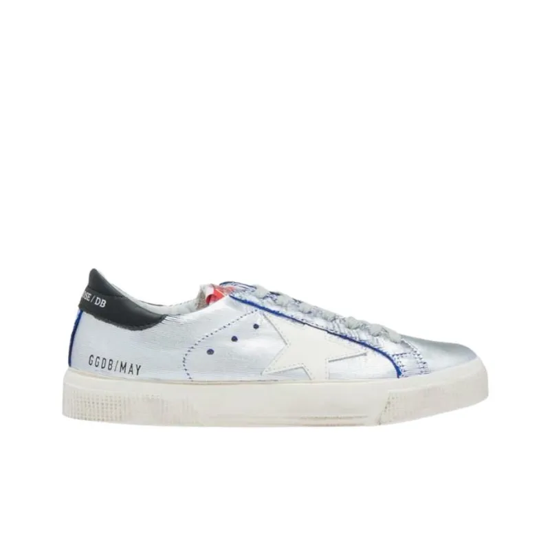 Golden Goose Hamillu Low Top Skateboard Shoes Women's Silver Blue-1