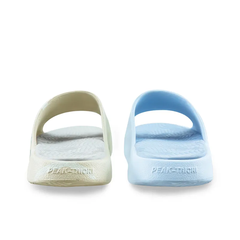 PEAK Tai Ji1.0 Quiet Slip Resistant Abrasion Resistant Slide Slippers Unisex Beige Blue Mismatched-7