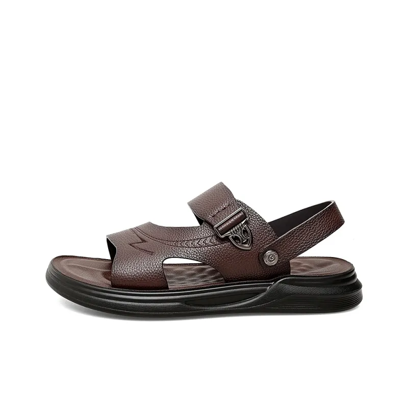 QIUTEXIONG Beach Sandals Men Black/Brown-5