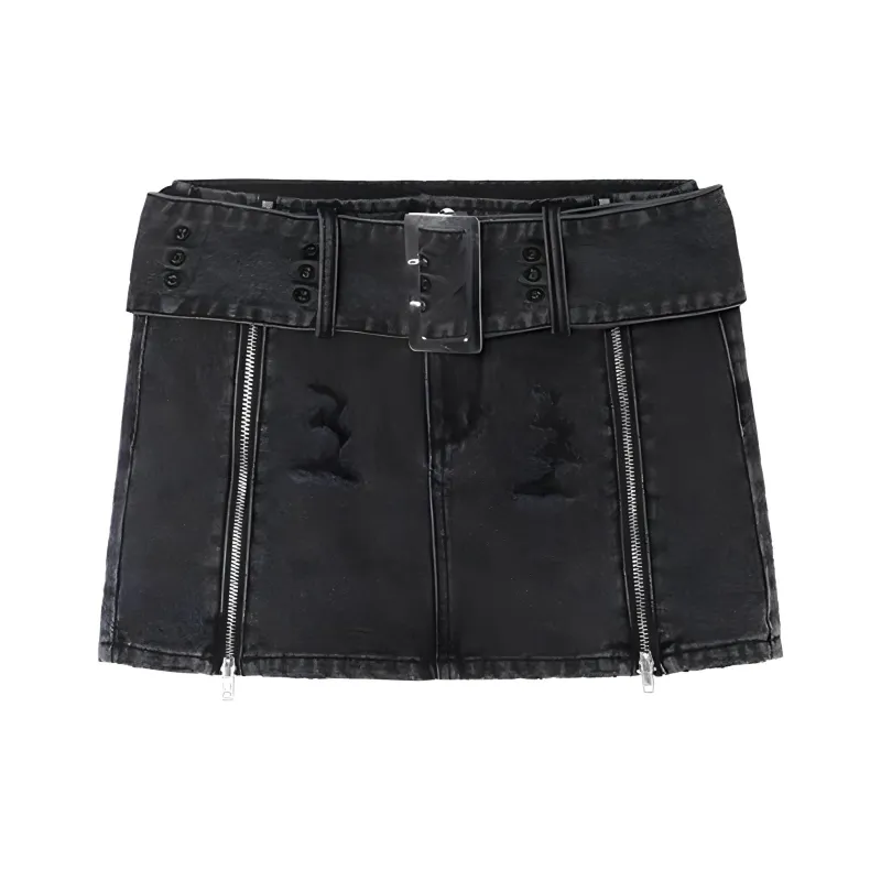 LA CRAWFISH Denim Short Skirts Women's-1
