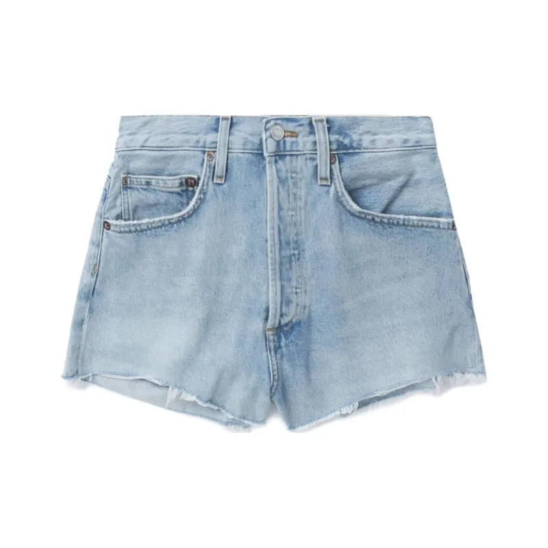 AGOLDE Parker Raw cut Denim Shorts-0