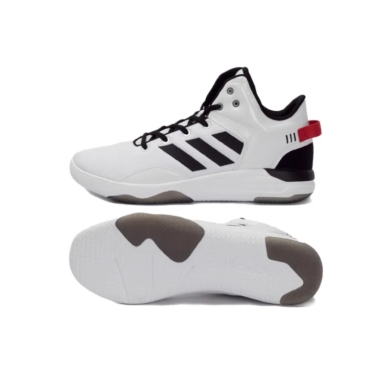 Adidas Cloudfoam Cushioning, Wear Resistant High Top Casual Shoes Men's White Black-4