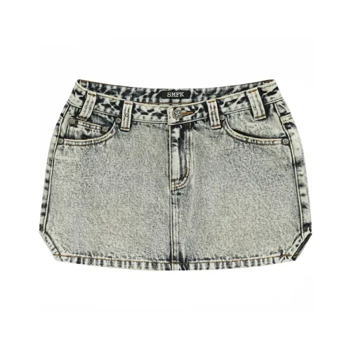 SMFK Denim Short Skirts Women's White Snowflake