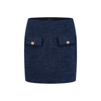 URBAN REVIVO Denim Short Skirts Women's Navy Blue
