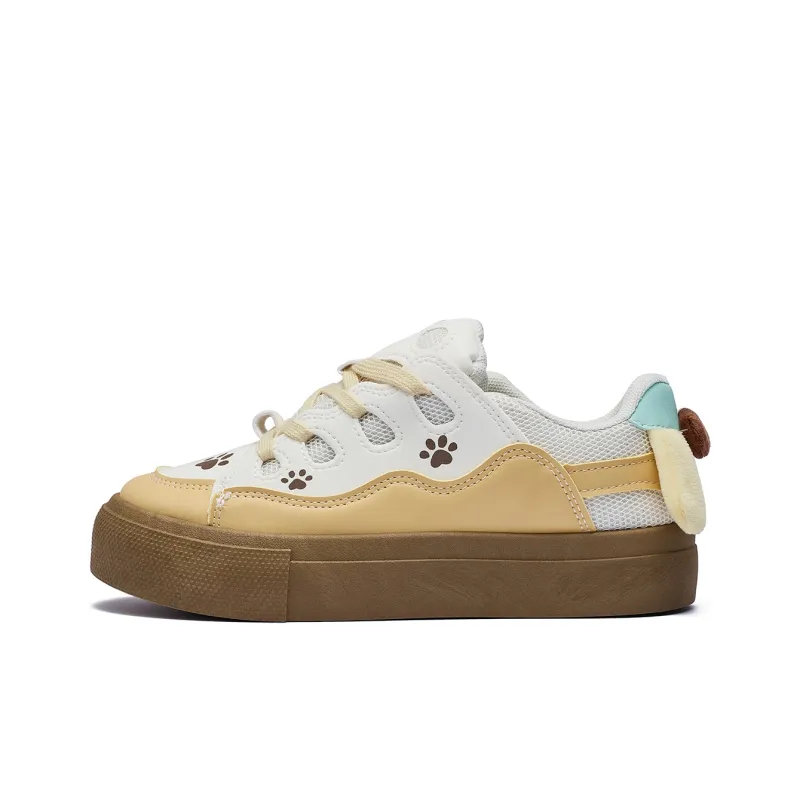 VKOI 1999 Abrasion Resistant, Lightweight, And Breathable Low Top Skateboard Shoes Women's Beige Yellow-0