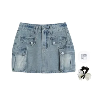 TUSHIFEI Cargo Short Skirts Women's Blue+Hair Tie Comes With