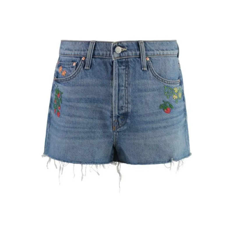 MOTHER The Ditcher Frayed DenimShorts-0