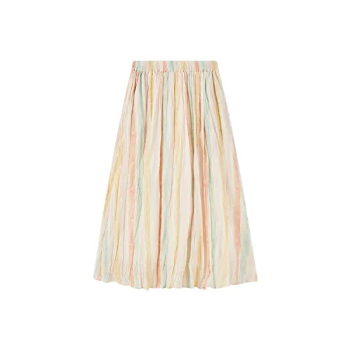 HUOLIDEDITU Casual Long Skirt Women's Stripes