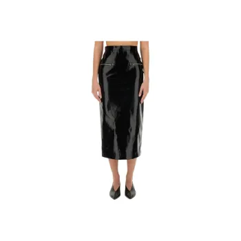 MSGM Faux Leather Zipped Midi Skirt