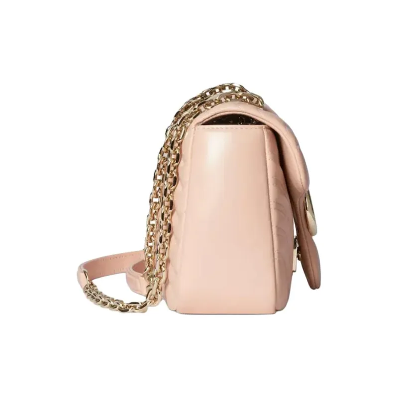 GUCCI GG Marmont Sheepskin Shoulder Bag Medium Size Women's Pink-3